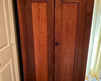 Vintage oak cabinet with adjustable shelves inside