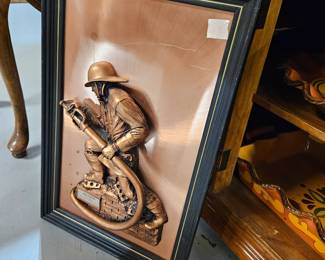 Copper fireman plaque