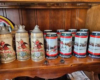 Budweiser steins and mugs
