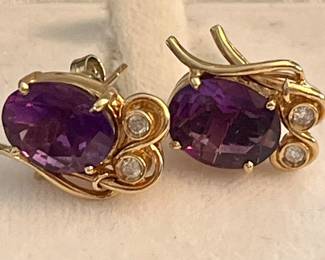 Large amethyst earrings in 14k