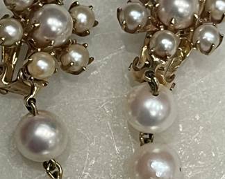 1950s huge pearl and gold earrings