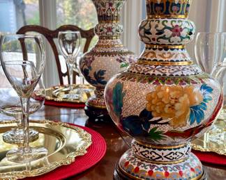 Fantastic cloisonné vases in vibrant colors circa 1920