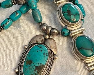 Sterling turquoise necklace and bracelet 