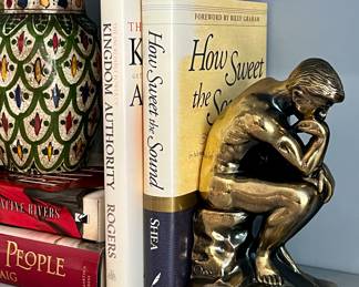 Circa 1950s brass “thinker” bookends 