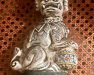 VINTAGE GARNIER PORCELAIN FOO DOG LIQUOR DECANTER EMPTY BOTTLE Made In Italy 