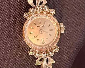 White gold Bulova Diamond Watch 