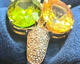 Fabulous citrine and golden beryl diamond ring