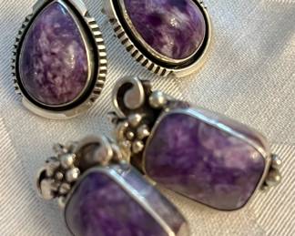 Amethyst quartz and sterling earrings 