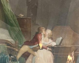 One of a pair of late 1780s hand tinted French engravings 