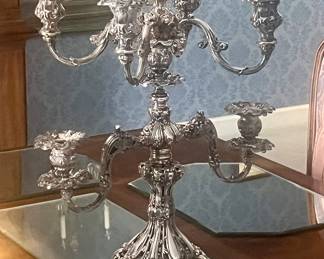 Circa 1870 pair of silver candelabras from England 