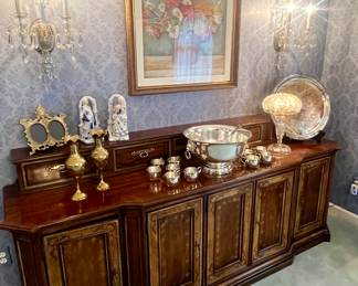 Amazing Italian sideboard with fabulous upper silver storage circa 1960s DREXEL HERTIAGE