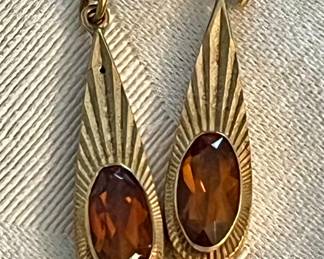 1940s 14k and Madeira citrine dangles