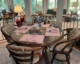 Fabulous 1980s bent bamboo dining set