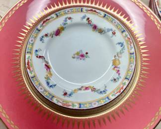 These are very expensive chargers in gold and coral…they go with absolutely everything hand painted Royal Worcester all numbered and signed!