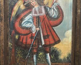 Cuzco School Oil Painting of Archangel Raphael…Spanish Colonial circa 1760
