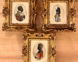 18th C silhouette portraits in handmade gilt wood frames…France 