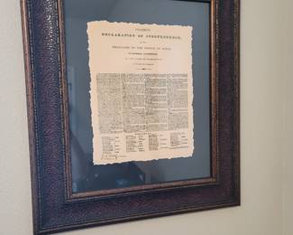 Framed Declaration of Independence