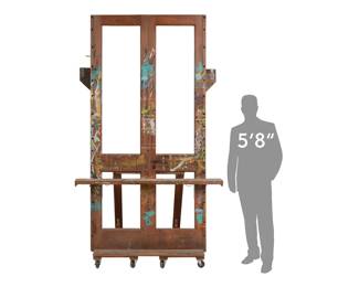 Monumental wooden painting easel from the Southtown San Antonio, Texas studio of Gilbert Duran