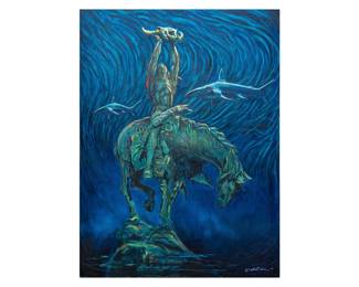 Gilbert Duran (San Antonio, Texas, 1947-2023),"Atlantis Horse", from Duran's "Atlantis Southwest" series, 1996, oil on canvas
size: 48 x 36 in.