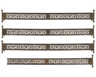 Four 4 pierced iron and brass stage boundaries from the Aztec Theatre in San Antonio, Texas