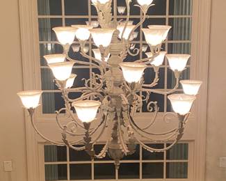IRON AND GLASS  CHANDELIER