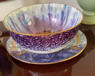 ROB TURNER HAND PAINTED BOWL AND PLATTER