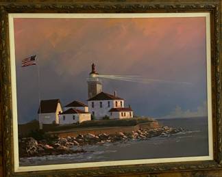 GERRY GEORGOFF LIGHTHOUSE COMING HOME ORIGINAL PAINTING