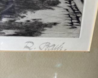 Framed Etching "Rothenburg O.T. Herngasse" by R. Bach