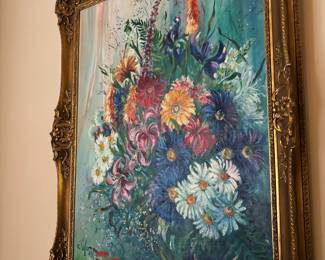 1978 Floral Still Life Oil Painting by E. Kuyfer