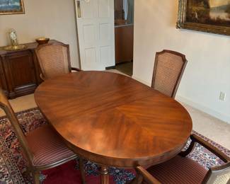 Milano Dining Table on Wheels, 4 Davis Seattle Cane Back Dining Chairs