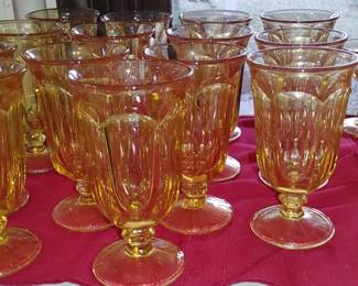 Imperial Glass Old Williamsburg beautiful in Yellow. Take glasses water glasses compost and more huge matching set