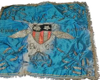 Handmade World War II USA pillow case silver metal threads
1944