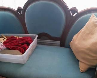 Beautiful Victorian Rosewood sofa and blue velvet more pictures to post