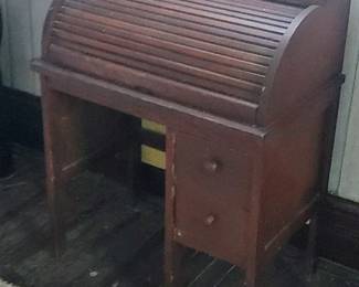 Victorian Childs Oak roll top desk