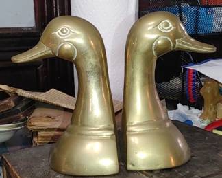 Brass mallard duck bookends