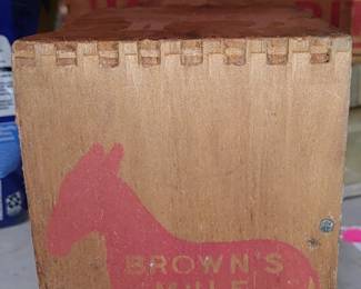 Antique Brown Mule wooden dovetailed Tobacco Box