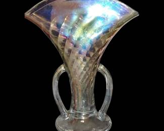 Fantastic art deco iridescent fan vase 