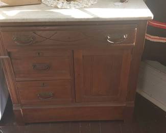 Marble top Victorian wash stand 
/ nightstand storage for chamber pot