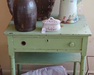 Beautiful antique. Keyhole desk with the original Green milk paint