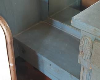 Drop front features full length inset mirror