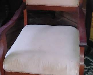 Beautiful Walnut pink velvet covered Victorian Rocker