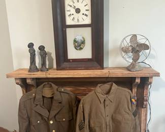 World War one and two Army uniforms Antique fan and more