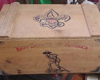Vintage Wooden Boy Scouts of America Foot Locker/ trunk 