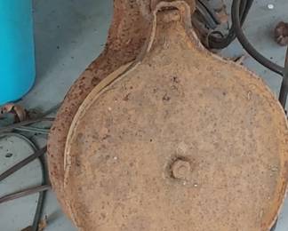 Huge vintage cast iron pulley