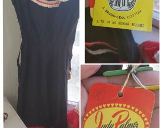 Beautiful Judy Palmer vintage red white and blue dress with original tags