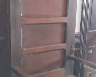 Antique mission style hall tree lift up seat metal umbrella holder on the side