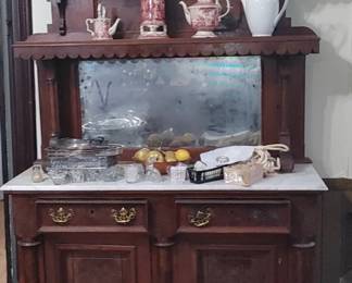 Stunning Eastlake Victorian Buffet marble top 