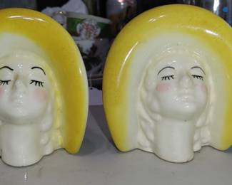 Art deco head vase wall pockets