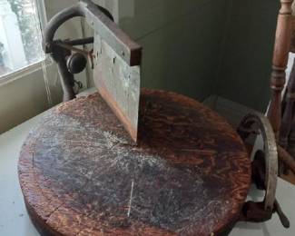 Antique cheese slicer wood and cast iron