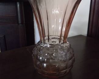 Pink Depression glass vase